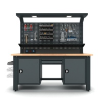 Banc de travail industriel robuste Proline Plus+ 2008 du fabricant turc, plateau en bois de hêtre massif de 40 mm, acier de qualité supérieure