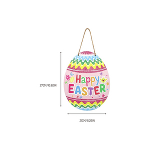 Décoration de porte en forme d'œuf de Pâques, petit œuf en bois, décoration de porte suspendue. Joyeux Pâques, ornement en gros - Product Image 3