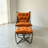 Fauteuil de designer Falcon, style nordique, cuir de luxe léger, fauteuil inclinable en acier inoxydable, structure en fer, fauteuil lounge individuel pour salon