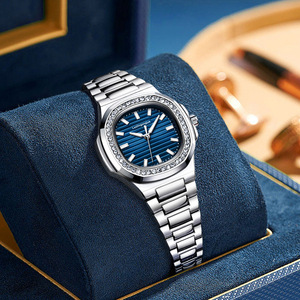 Reloj <span class=keywords><strong>de</strong></span> Pareja Duke Romántico para el Festival Qixi, Fase Lunar, Acero Inoxidable, Completamente Adornado con Diamantes, Mecánico Automático, para Regalo - Product Image 6