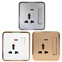 ABUK En Stock Norme UK/EU Interrupteur Lumineux 1/2/3/4 Postes 13A 20A 45A PC Électrique Murale Prises Universelles et Interrupteurs