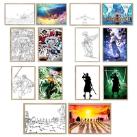 Peinture Murale Lumineuse LED One Piece de Haute Qualité, Lampe Décorative Luffy avec Cadre, Paysage Subjectif, Peinture Légère Anime