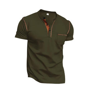 เสื้อโปโลผู้ชายแห้งเร็วแขนสั้นมีกระเป๋าผ้าโพลีเอสเตอร์ผสมสแปนเด็กซ์บางเบาสำหรับใส่พักผ่อน สีแดง - Product Image 6