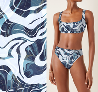 Maillots de bain et vêtements de sport respirants imprimés en tissu extensible 85% polyester recyclé 15% élasthanne, tricot uni
