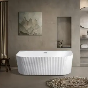 Bak mandi akrilik berdiri bebas garis-garis putih dalam ruangan Modern bak mandi kamar mandi berdiri bebas sendiri bak mandi rendam