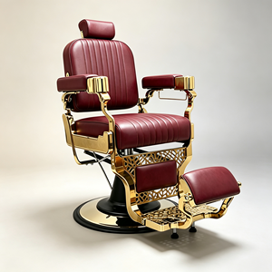 Custom Color Durable PU Leather Gold Barber <b>Chair</b> Aluminum Alloy for Professional Salon Gym School Use 360 Degree - Product Image 4