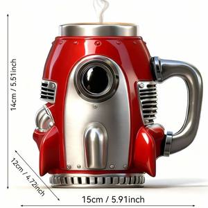Taza de Café Rocket 2026, Diseño Creativo, de Resina y Acero Inoxidable, con Forma de Nave Espacial - Product Image 5