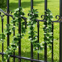 Guirlande de lierre artificiel avec des bourgeons de fleurs blanches, fausse vigne verte, feuillage suspendu pour arche de mariage, décoration murale de la maison, jardin
