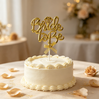 Décoration de gâteau 3D métallique Or Argent Champagne « Future Mariée » avec anneau de diamant et inscription pour enterrement de vie de jeune fille