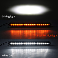 Barre lumineuse LED 12V pour voitures, double couleur blanc ambre, DRL dynamique, simple rangée, droite, 6D Spot Slim, tout-terrain