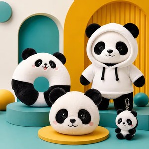 Peluche de Panda de Lujo con Forma de Donut, Almohada con Cabeza de Panda con Sudadera - Product Image 1