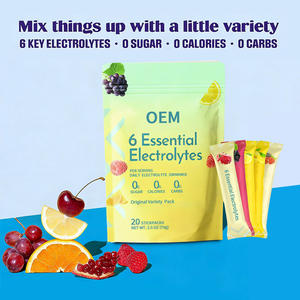 Paquetes de Bebida Electrolítica en Polvo de Marca Privada/OEM |   Sin Azúcar 0 Calorías |   6 Electrolitos + Vitamina C |   5 Sabores |   20 Palitos - Product Image 2
