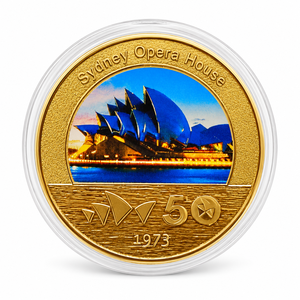 Moneda del Teatro de la Ópera de Sídney 2026, diseño de cinco ángulos, chapada en oro, impresión en color sobre hierro, con estuche - Product Image 6