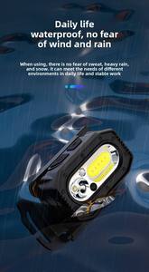 Lampe frontale LED rechargeable par USB, capteur de mouvement, double lumière COB LED, phare ultra lumineux avec affichage de la puissance, pour le camping, la pêche, la course à pied - Product Image 4