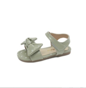 Sandales plates pour filles, enfants, bébés, en cuir blanc avec nœud, chaussures d'été pour enfants - Product Image 1