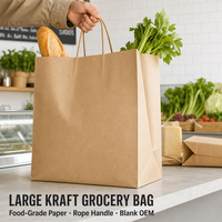 Sacs en papier kraft écologiques recyclés avec poignées brunes pour la vente à emporter, sacs cadeaux personnalisés, emballages artisanaux avec logo