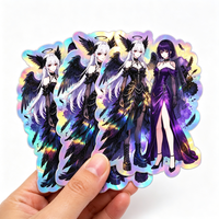 Autocollant holographique découpé sur mesure Double Girl Gothique, 6 designs, en vinyle imperméable pour ordinateur portable, bouteille d'eau, skateboard