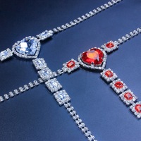 Nouveauté Bijoux fins en alliage Cœur en cristal Argent/Or plaqué Or blanc Sous-vêtements Sexy Mode Body String Chaîne de liaison
