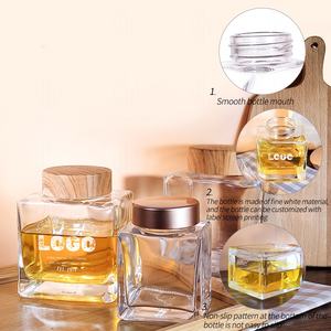 Offre Spéciale épaissi plat carré Cube miel verre <span class=keywords><strong>Pot</strong></span> petites bouteilles de bocal Mason en verre scellé <span class=keywords><strong>vide</strong></span> ForJuice miel confiture - Product Image 5