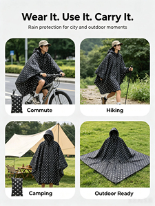 Unisex Lightweight Zipper <strong>Rain</strong> For Poncho Windproof Hooded <strong>Jacket</strong> For Adults Logo Printed Rainwear For Travel Camping Tours For - Product Image 3