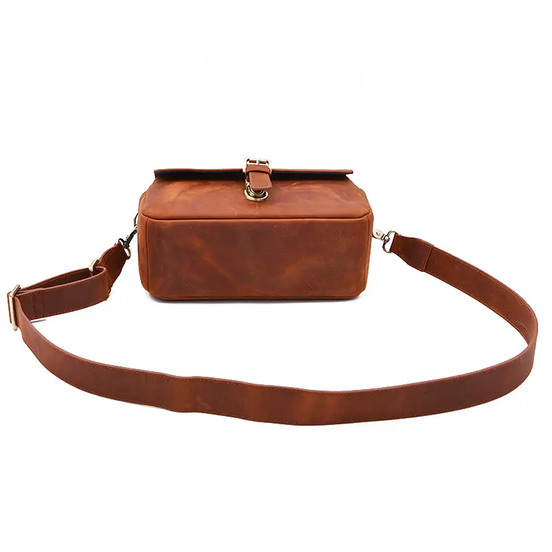 Custom Make Handmade Genuine Leather Camera Video Bags High Quality Sling Shoulder Vintage Leather Camera Bag