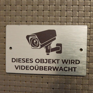 Alluminio tedesco segno di videosorveglianza, 15X8 Cm, segnale di videosorveglianza di avvertimento, segnaletica di sorveglianza della telecamera - Product Image 2