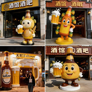 Letrero Comercial Personalizado para Pub, Letrero 3D Colorido de Gran Escala para Tienda, Estatua de Tamaño Real, Botella de Cerveza, Taza, Escultura de Fibra de Vidrio - Product Image 5