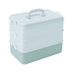 Caja de Almacenamiento de Plástico Multiusos Triple para Alimentos y Especias, con Tapa con Cierre, Organizador Apilable de Tres Capas, Contenedor de 6-10L - Product Image 1