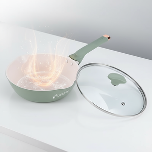 उच्च गुणवत्ता वाला नया मॉडल 24 सेमी 28 सेमी ग्रीन एल्यूमीनियम नॉन स्टिक सिरेमिक कोटिंग गहरी लिड ढक्कन के साथ गहरी फ्राइंग पैन - Product Image 4