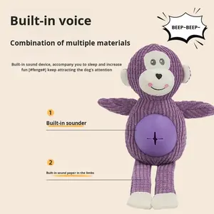 Yıkılmaz köpek oyuncak süper yumuşak peluş maymun büyük göbek çiğnemek dayanıklı Pet malzemeleri popüler hayvan şeklinde tasarım PP pamuk - Product Image 2