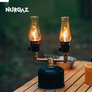 Lanterne de camping portable au gaz Nurgaz, en verre transparent avec interrupteur à bouton pour éclairage de camping en extérieur - Product Image 3