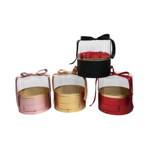 Luxury Portable Acrylic Flower Gift Box Round Flower Box Rose Floral Drawer <b>Window</b> Box - Product Image 2