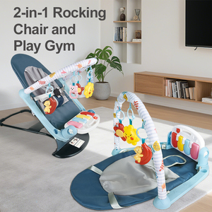 Transat Évolutif Portable 2-en-1 avec Tapis d'Éveil Musical Piano, Siège <span class=keywords><strong>Bébé</strong></span> Pliable à 4 Positions Inclinables - Product Image 3