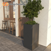 Pot Bunga Persegi Panjang Besar dari Baja Galvanis Modern Hitam/Putih untuk Dekorasi Taman Rumah Merek GNEE Model GN-PR