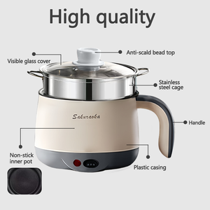 Casserole électrique multifonctionnelle de haute qualité en acier inoxydable avec revêtement antiadhésif, verre trempé, capacité de 1,8 L, pour la maison - Product Image 5