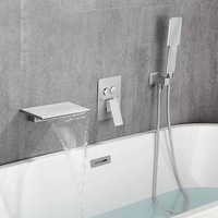 Robinet de douche de baignoire encastré en cuivre à poignée unique, avec cartouche céramique, jet pluie, mural, pré-encastré, chaud/froid