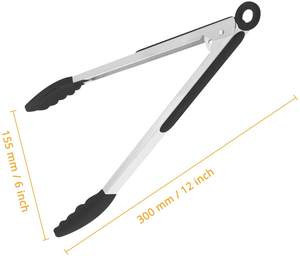 <span class=keywords><strong>12</strong></span>-Zoll-Silikon-Lebensmittelzange Antihaft-Utensil mit hoch hitze beständigen Spitzen zum Servieren von Servier zangen - Product Image 1