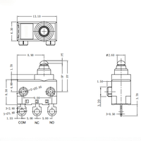 Micro-interrupteur miniature étanche 0.1A 12V pour circuit SPDT à usage domestique pour machines à nettoyer et nettoyeurs de sol en plastique