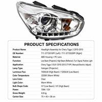 Ensemble de phares à lentille PC OE T11-3772010 T11-3772020, réglage électrique et manuel pour Chery Tiggo 3 2010-2013 SUV