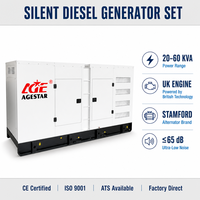 Groupe électrogène diesel silencieux Deutz, direct usine, 25KVA ~ 50KVA, 220V, refroidissement eau/air, ATS en option, pour usage industriel