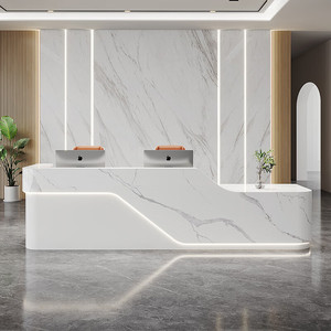 Moderna e Resistente Scrivania di Ricezione Aziendale Semicircolare, Bancone Angolare per Istituti di Formazione e Addestramento, Uso Commerciale - Product Image 1