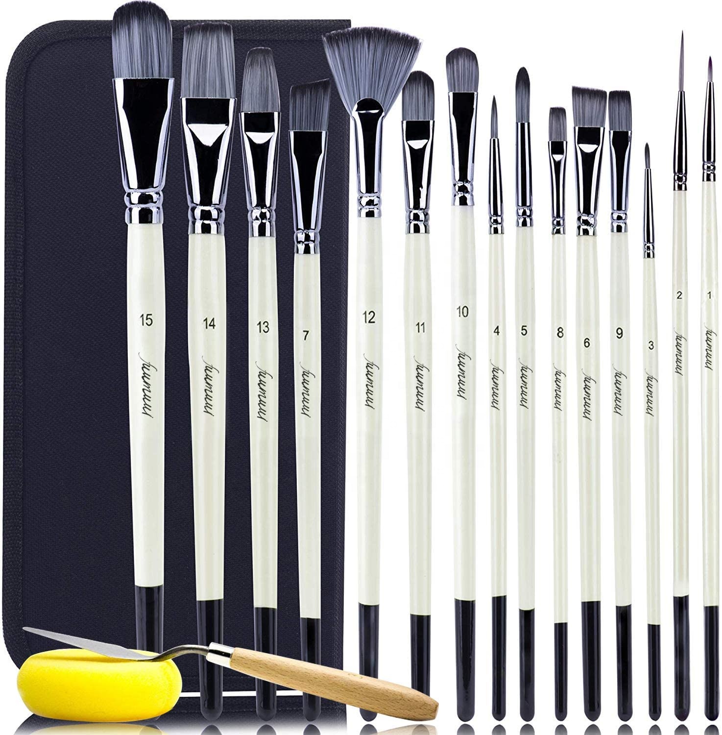 Набор художественных кистей бренда FUUMUUI, 15 разных размеров, кисти для рисования акрилом