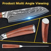 Couteau Santoku en acier inoxydable de 7 pouces, manche en bois de santal de sang fait à la main avec logo personnalisé pour magasin AMZ, 10% de réduction