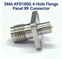 Conector Coaxial de Microondas SMA-KFD180G1 de 4 Orificios para Instalación con Brida, 50 Ohmios, Acero Inoxidable, Aislamiento de PTFE