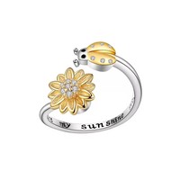 Bague anti-stress rotative ajustable en argent sterling 925 plaqué or 18 carats pour femme
