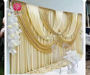 8ft 10ft tùy chỉnh vàng và trắng Fushia hồng bé màu xanh tùy chỉnh sang trọng nhà thờ sân khấu <span class=keywords><strong>Backdrop</strong></span> thiết kế cho Đảng và đám cưới - Product Image 1