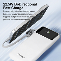 Batterie externe remplaçable 1260110, chargeur portable 10000mAh, 22.5W, câbles intégrés, écran LED, lumières d'urgence, Powerbanks
