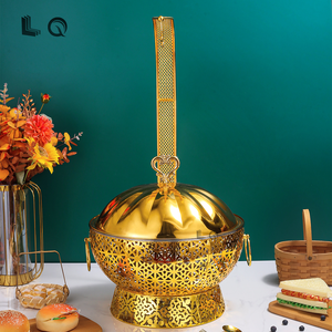Plato de frotamiento colgante de acero inoxidable comercial de lujo, calentador de alimentos 6L 8L, adorno dorado, Hotel, <span class=keywords><strong>boda</strong></span>, banquete, Buffet, <span class=keywords><strong>Catering</strong></span> - Product Image 3