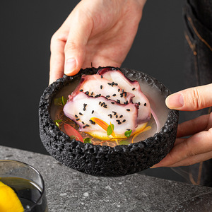 <span class=keywords><strong>Concept</strong></span> artistique japonais Plat en céramique Vaisselle <span class=keywords><strong>d</strong></span>'hôtel en pierre volcanique Assiette de glace en forme de planète Sushi Seafood Presentation Parties - Product Image 5