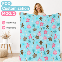 Couverture Sherpa personnalisée Noël Pain d'Épices 50x60 pouces, double couche, en flanelle polaire chaude, cadeau de fêtes, décoration intérieure, MOQ 1